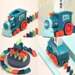 Fun and Educational Toy Blocks. Automatic Domino Electric Train with Sound for Construction and Stacking