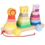 Wooden 3-in-1 Montessori Stackers on wheels