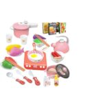 Kitchen Pretend Play Set Toys For Cooking with Pots and Pans, Dishes, Kitchen Utensils.